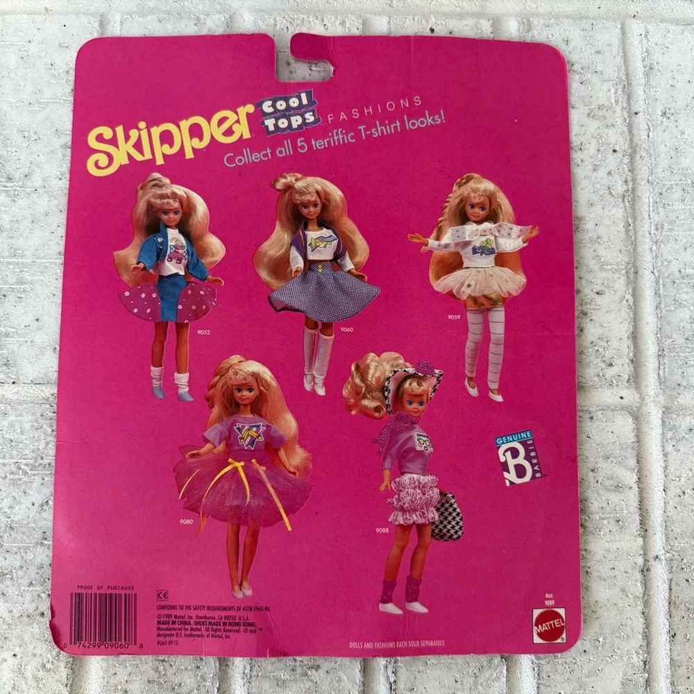 New in Package Vintage 1989 Sealed Mattel Skipper Barbie Cool Tops Fashions Set